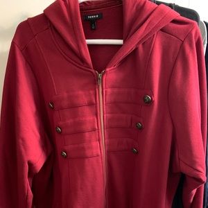 Torrid Red Fleece Hooded Military Jacket